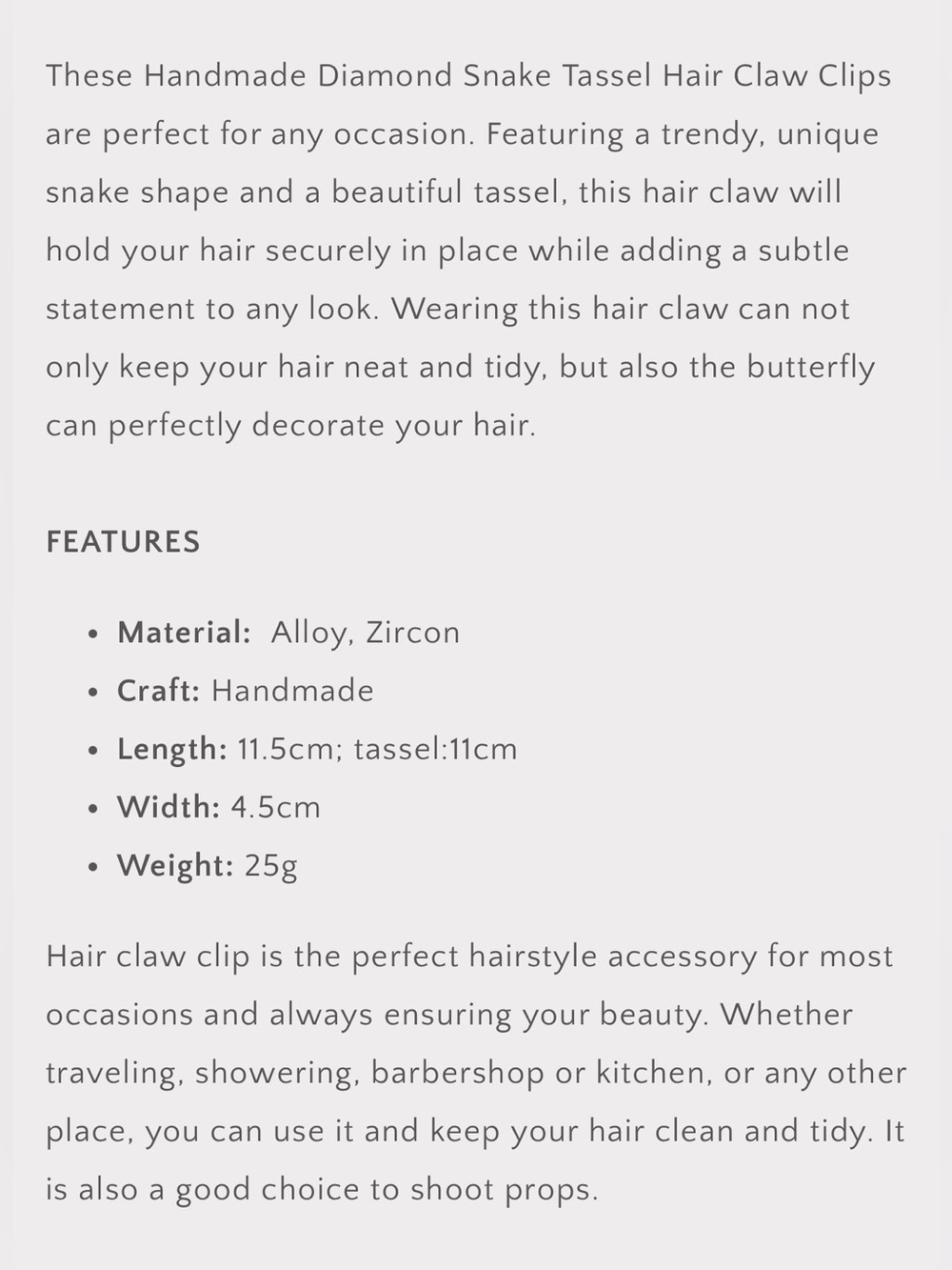 2 for $30 🆕 Rhinestone Snake  Hair Clip - Elegant Women’s Hair Accessory - Picture 6 of 14